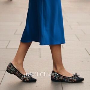 Steve Madden Glossier Multi Tweed Ballet Flats with Black Cap Toe Women’s 6 NWT